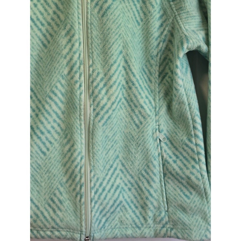 🆕️ NWOT Columbia Womens Mint Green Chevron Full Zip Fleece Jacket XG6004 Size L - Picture 3 of 14